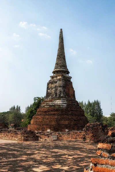 Wat Mahathat Prang Chedi Stupas Scenario Ayutthaya Thailandia — Foto Stock