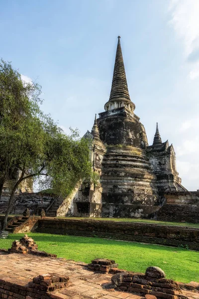 Ват Пхра Санхэттен Буддийский Храм Пейзаж Аюттхая Таиланд Вид Один — стоковое фото