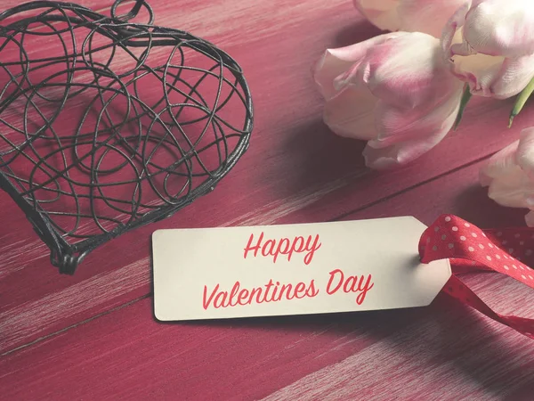 Feliz Día San Valentín Concepto Con Una Forma Corazón Ramo —  Fotos de Stock