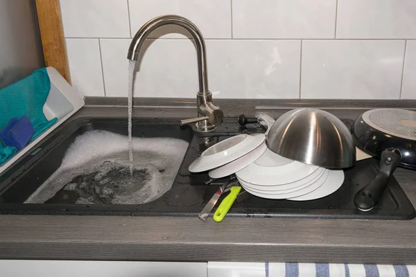 Verstopte Gootsteen Verstopte Buizen Problemen Met Watervoorziening — Stockfoto