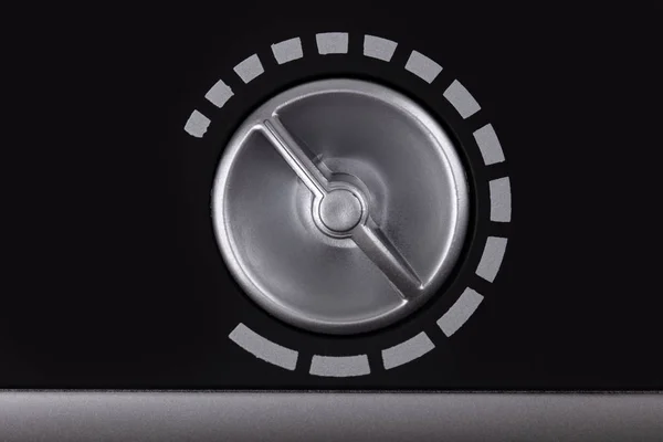 Silver Rotary Knob Black Background — Stock Photo, Image