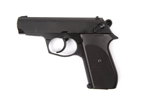 Pistola Preta Isolada Fundo Branco — Fotografia de Stock