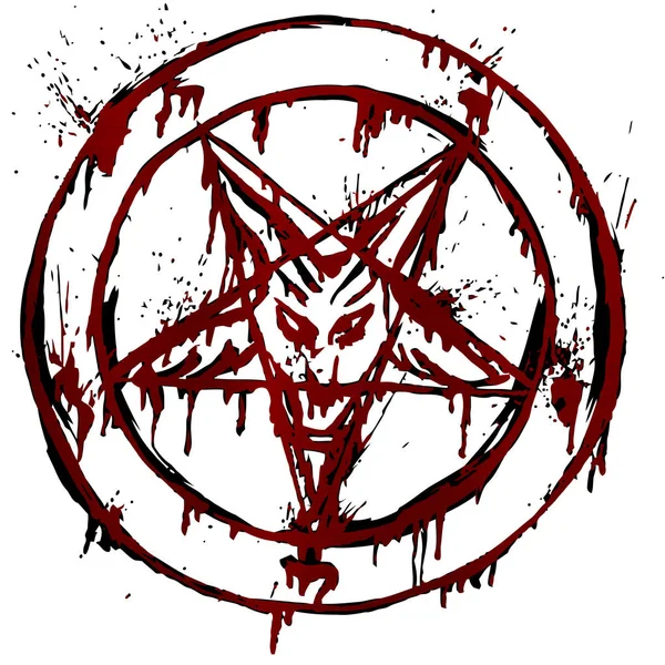 Pentagrama Satanás Ocultismo Diablo Sangre Roja Paganismo Ilustración Metálica —  Fotos de Stock