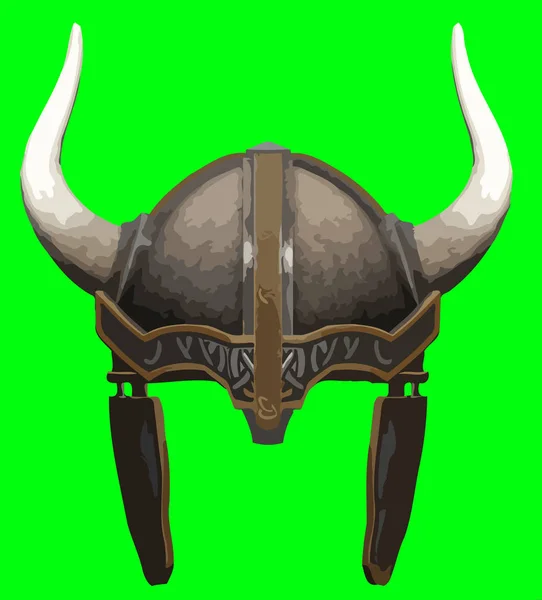 Sombrero Vikingo Cuernos Metal Armadura Guerrero Ilustración — Foto de Stock