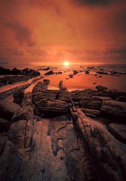 Tramonto Spiaggia Sulla Costa — Foto Stock