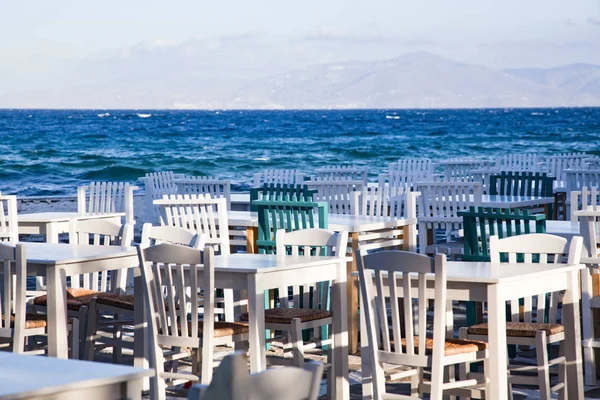 Restaurant Chairs Tables Sea — Stock Photo, Image