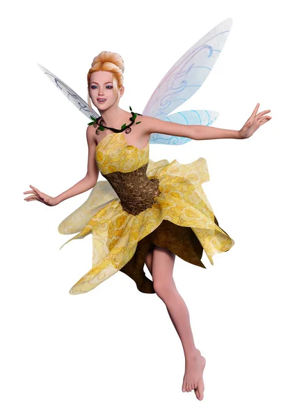 Rendering Beautiful Fantasy Fairy Isolated White Background — Stock Photo, Image