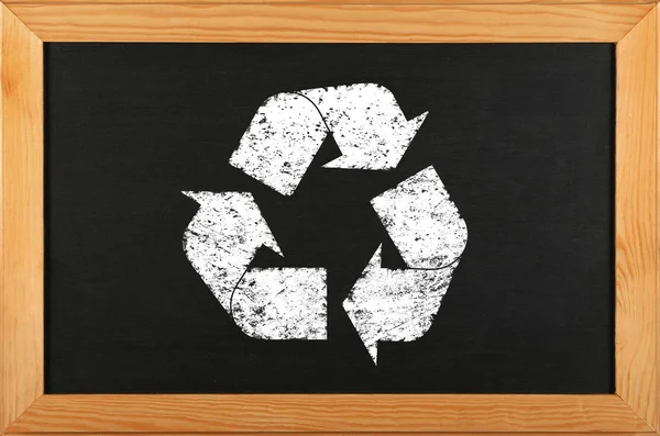 Black School Chalkboard Blackboard Chalk Drawing Recycling Logo Icon Brown — Stock Photo, Image