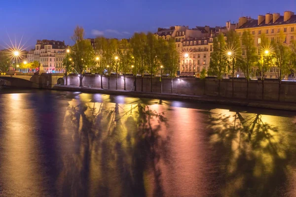 Bella Vista Sul Lungofiume Della Senna Notte Parigi Francia — Foto Stock