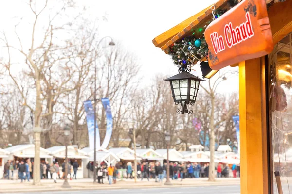 Mulled Wine Sign Parisian Christmas Market Champs Elysees Paris França — Fotografia de Stock