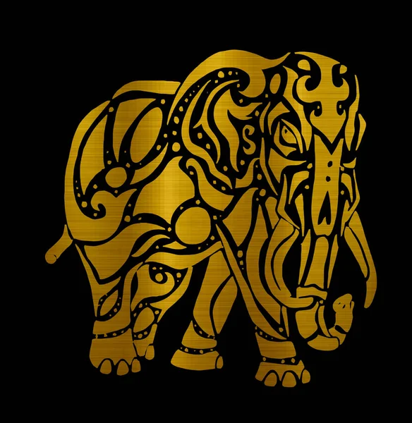 象の部族アジア哺乳類黄金の強い金属のイラスト — ストック写真