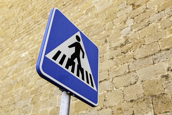 Zebra Oversteek Veilig Steken Detail Van Verkeersveiligheid Verkeersbord — Stockfoto