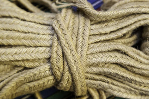 西班牙用于系船的旧Esparto绳 扭绳细部 — 图库照片