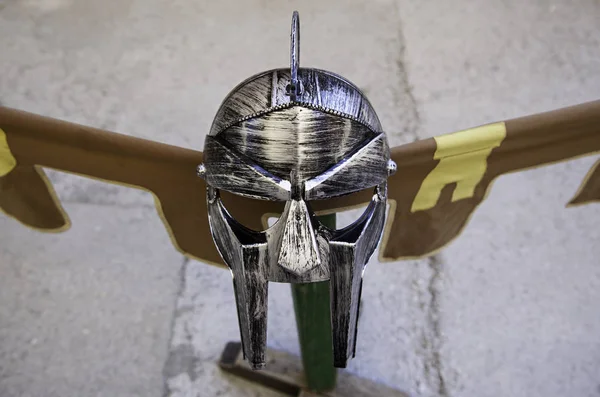 Gouden Gladiator Helm Voor Bescherming Strijd Oorlog Detail Van Bescherming — Stockfoto