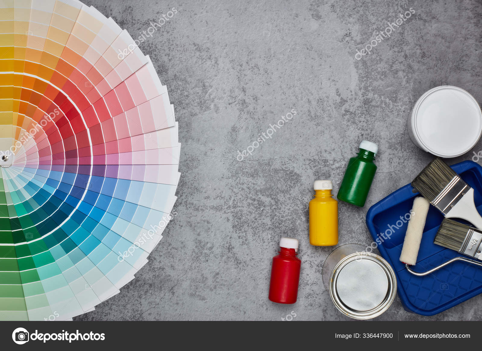 Color Palette Guide Painting Accessories Paint Brushes Roller Cans Paint  Stock Photo by ©PantherMediaSeller 336447968