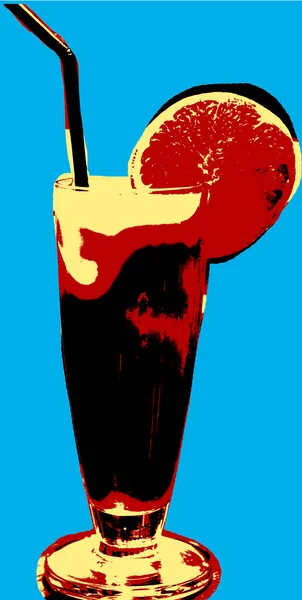 Plakát Oranžovou Koktejl Přes Modré Pozadí Pop Art Stylu — Stock fotografie