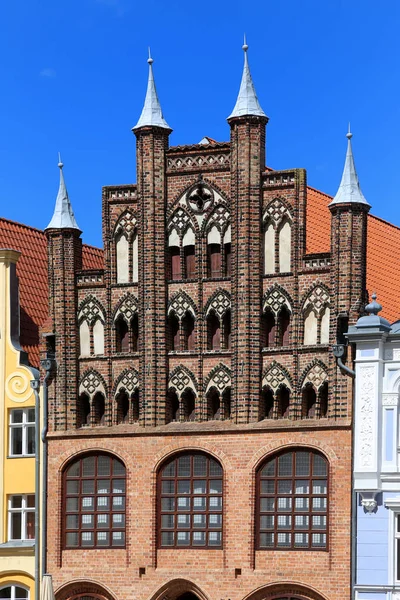 Schaufasasade Wulflamhaus Nel Nord Della Germania Mattone Gotico Mercato Vecchio — Foto Stock