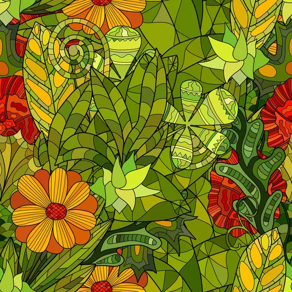 Dibujado Mano Patrón Floral Sin Costura —  Fotos de Stock