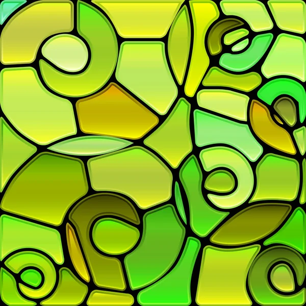 Fondo Abstracto Mosaico Vidrieras Espirales Verdes — Foto de Stock