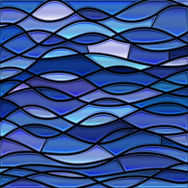 Abstrakte Glasmalerei Mosaik Hintergrund Blaue Wellen — Stockfoto