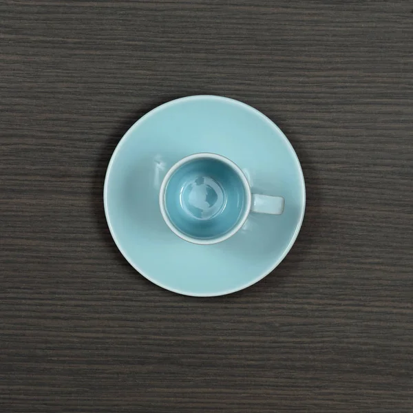 Hellblaue Keramik Kaffeetasse Der Tischplatte — Stockfoto
