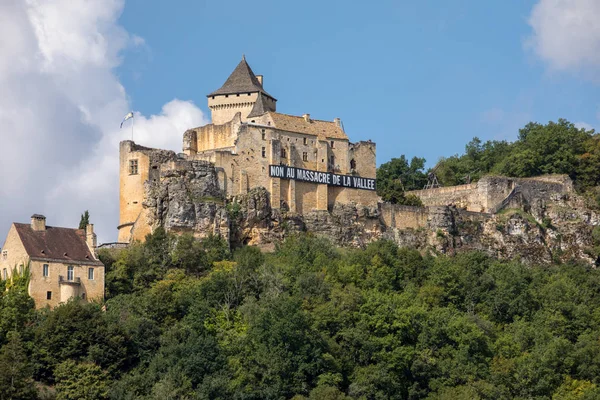 Chateau Castelnaud Medeltida Fästning Vid Castelnaud Chapelle Dordogne Aquitaine Frankrike — Stockfoto