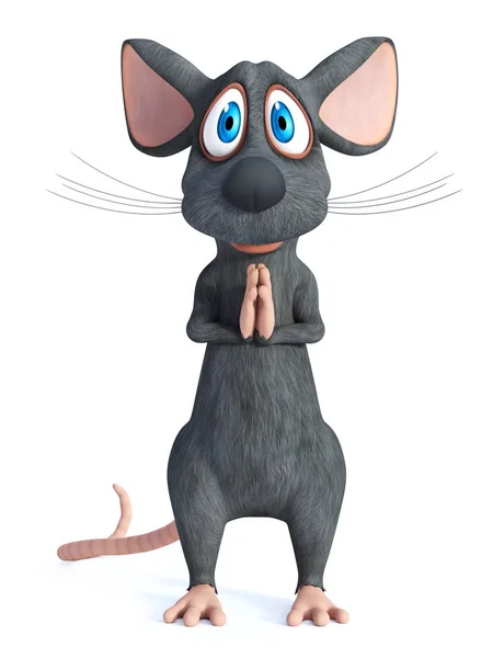 Rendu Une Souris Dessin Animé Debout Faisant Namaste Yoga Anjali — Photo