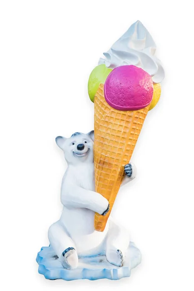 Icecream Anuncio Con Icebear Aislado Sobre Fondo Blanco — Foto de Stock
