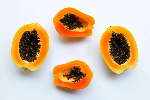 Papaya Gyümölcs Fehér Alapon — Stock Fotó