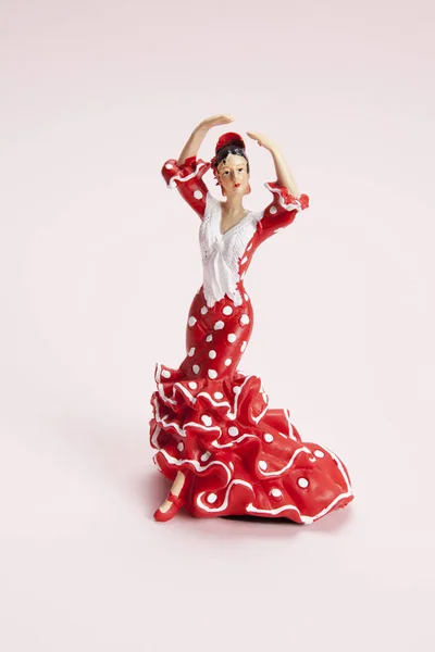 Egy Flamenco Táncos Figura Egy Pop Rózsaszín Háttérben Minimális Csendélszín — Stock Fotó