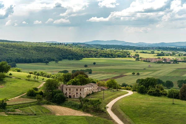 Vista Paisagem Toscana Das Muralhas Monteriggioni Província Siena — Fotografia de Stock
