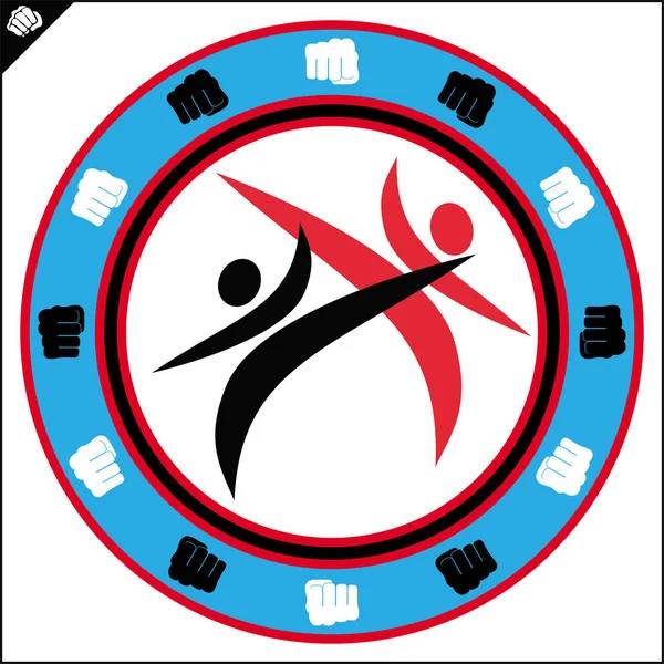Kampsport Färgad Simbol Logotyp Karate Kreativ Design Emblem — Stockfoto