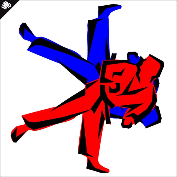Sztuka Walki Kolorowy Simbol Logo Godło Twórczego Projektowania Karate — Zdjęcie stockowe
