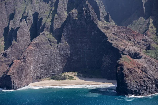 Lonely Beach Pali Coast Aerial View Kaua Hawai Polynesia — Stockfoto