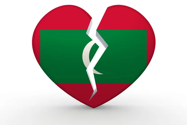 Gebrochenes Weißes Herz Mit Malediven Flagge Darstellung — Stockfoto
