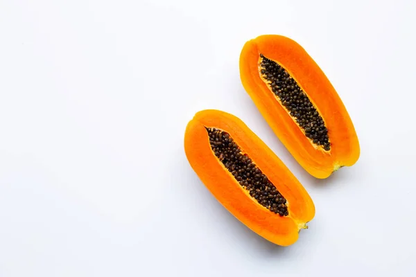 Papaya Fruit Witte Achtergrond — Stockfoto