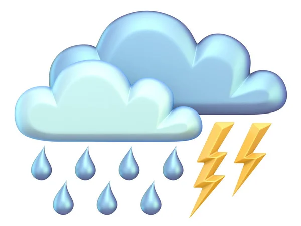 Ícone Meteorológico Storm Renderização Ilustração Isolada Sobre Fundo Branco — Fotografia de Stock