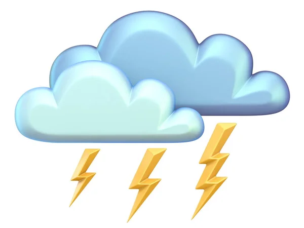 Väderikonen Cloud Lightning Render Illustration Isolerade Vit Bakgrund — Stockfoto