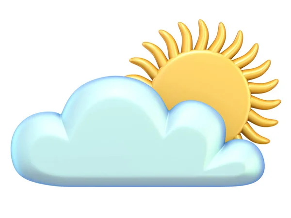 Wetter Symbol Sonne Und Wolke Darstellung Illustration Isoliert Auf Weißem — Stockfoto