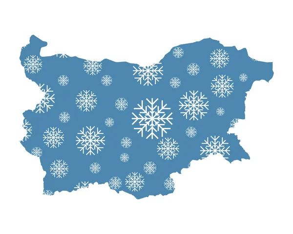 Karte Von Bulgarien Mit Schneeflocken — Stockfoto