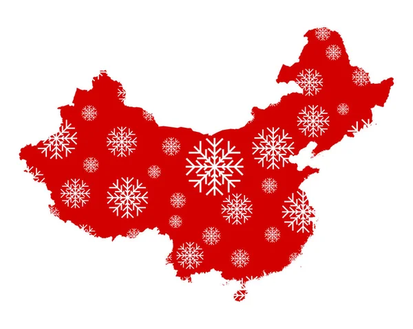 Mapa China Com Flocos Neve Mapa Geográfico — Fotografia de Stock