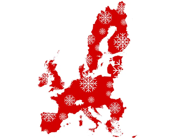 Map Europe Snowflakes Geographical Map — Stock Photo, Image