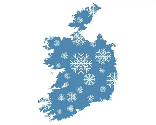 Mapa Irlanda Com Flocos Neve — Fotografia de Stock