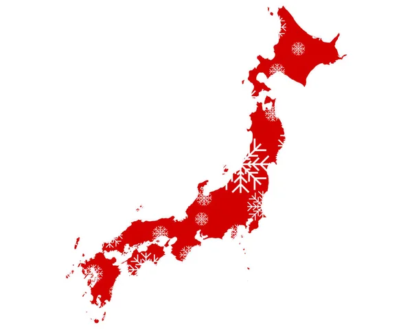 Карта Японії Сніжинками Географічна Карта — стокове фото