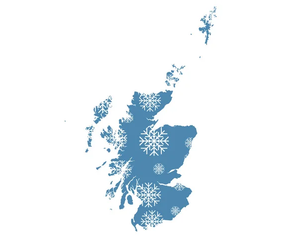 Mapa Escócia Com Flocos Neve — Fotografia de Stock