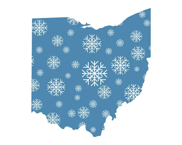 オハイオ州地図雪片 — ストック写真