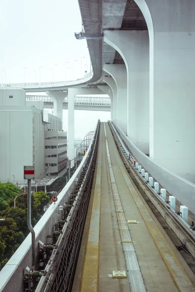Monorail Sur Pont Rainbow Odaiba Tokyo Japon — Photo