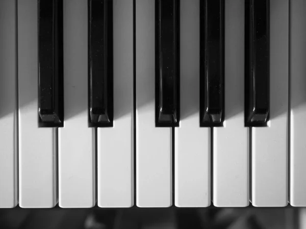 Teclas Blanco Negro Del Teclado Electrónico Instrumento Música — Foto de Stock