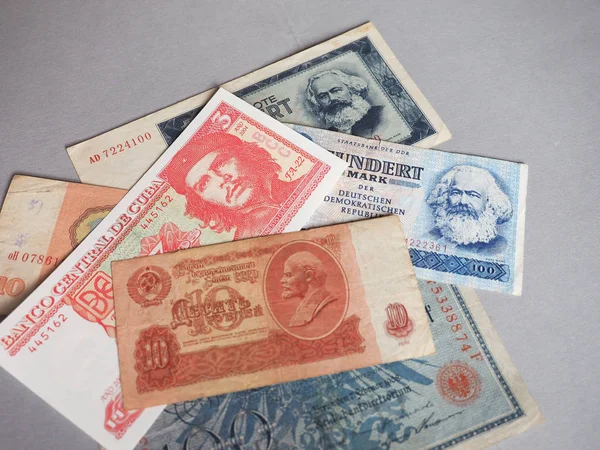 Zabytkowe Banknoty Wycofane Związku Radzieckiego Niemieckiej Republiki Demokratycznej Cesarstwa Niemieckiego — Zdjęcie stockowe