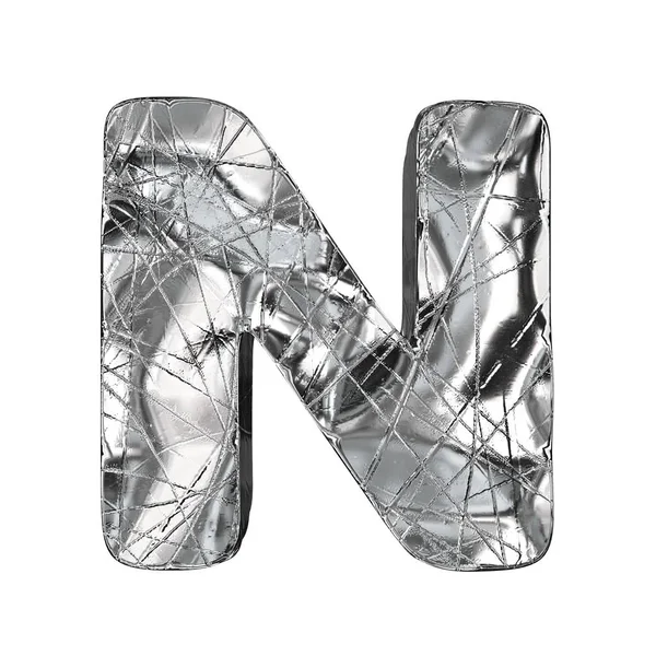 グランジ アルミニウム箔フォント文字 レンダリング イラスト白背景に分離 — ストック写真